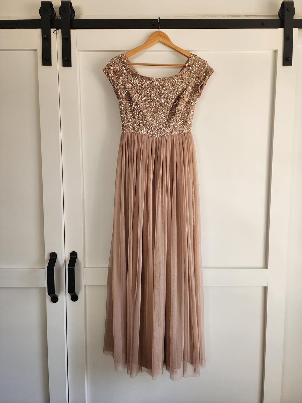 Elegant Sequin And Tulle Blush Pink Evening Dress Prom Or Wedding Party